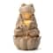 Glitzhome® 21.75" Sand Beige Zen-Style LED 2-Tier Frog Outdoor Fountain